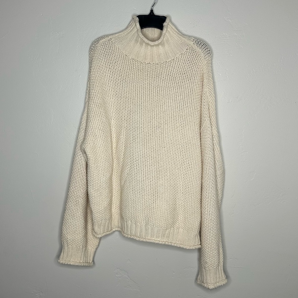 Reformation Ivory Mock Neck Baby Alpaca Cream Knit Sweater - Picture 2 of 8